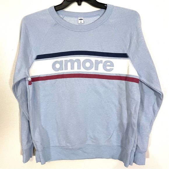 Old Navy Sweatshirt Womens L Light Blue Amore Crew Neck Pullover Cotton Fleece - Picture 1 of 6